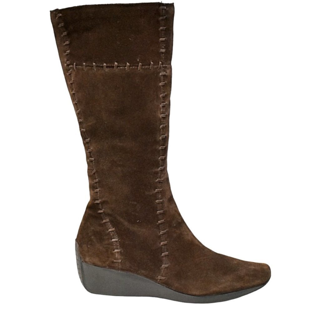 Easy Spirit "Jonlee"  Brown Suede Square Toe Wedge Mid Calf Boots
